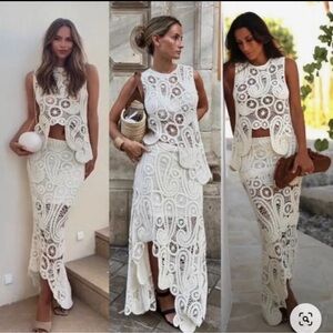 Set Asymmetric crochet top and skirt Zara Coord set